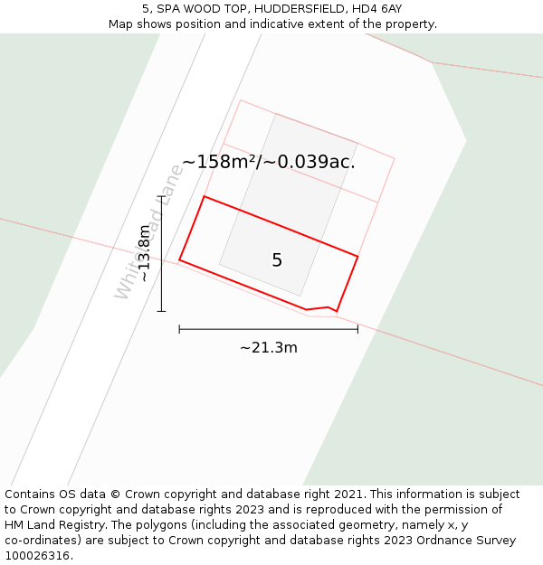 5, SPA WOOD TOP, HUDDERSFIELD, HD4 6AY: Plot and title map