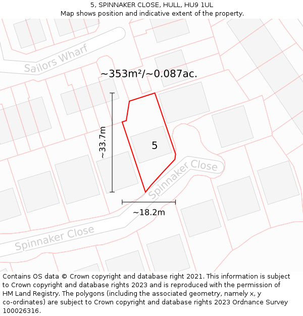 5, SPINNAKER CLOSE, HULL, HU9 1UL: Plot and title map