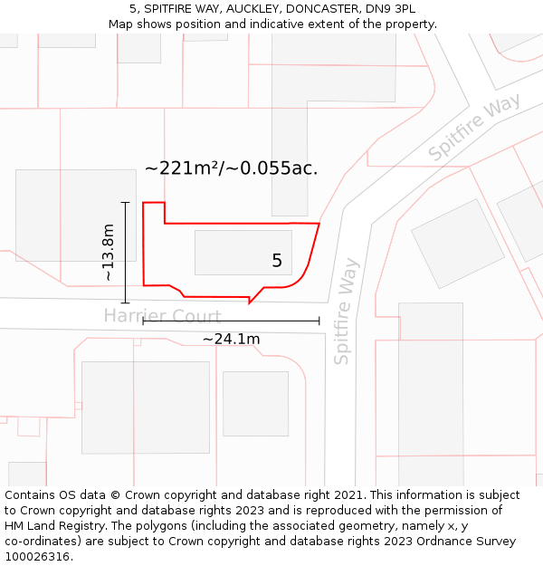 5, SPITFIRE WAY, AUCKLEY, DONCASTER, DN9 3PL: Plot and title map