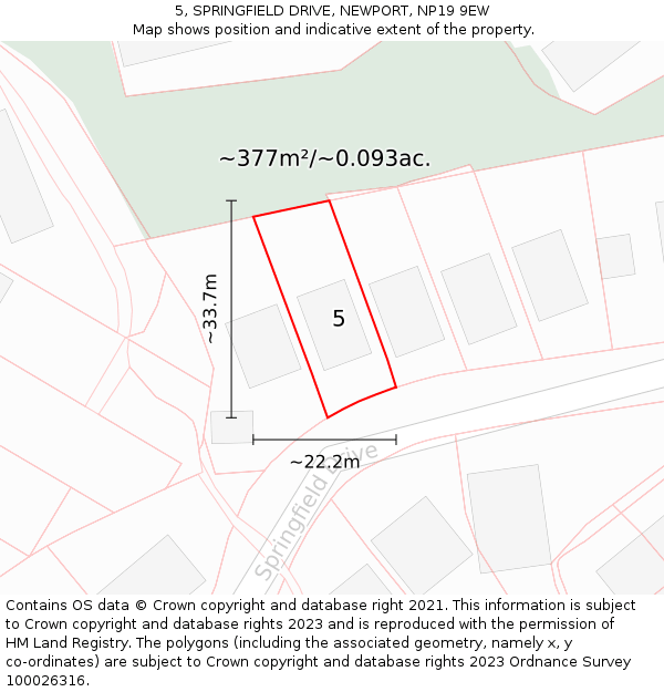 5, SPRINGFIELD DRIVE, NEWPORT, NP19 9EW: Plot and title map