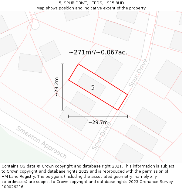 5, SPUR DRIVE, LEEDS, LS15 8UD: Plot and title map