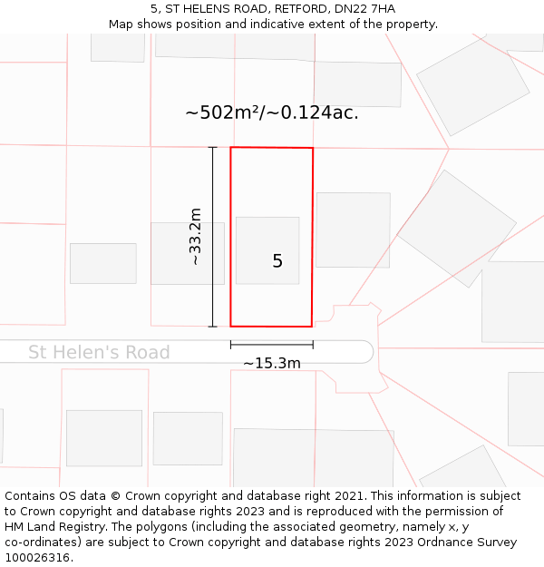 5, ST HELENS ROAD, RETFORD, DN22 7HA: Plot and title map