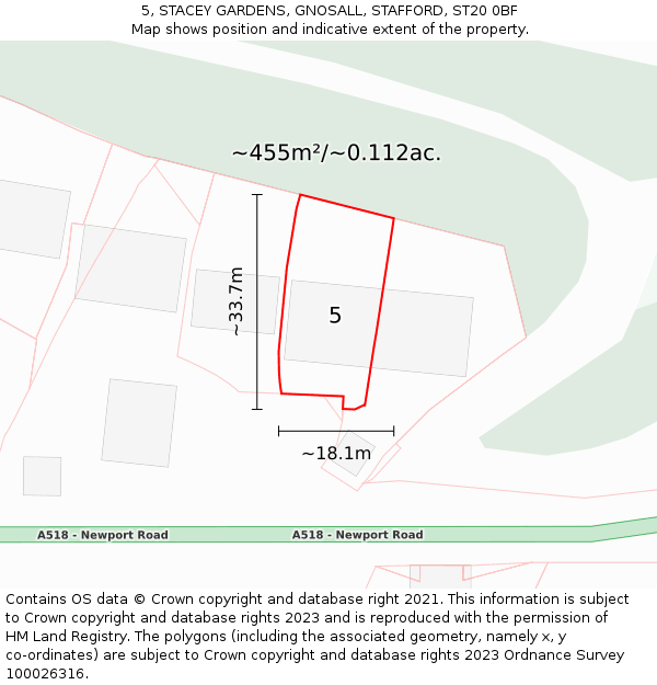 5, STACEY GARDENS, GNOSALL, STAFFORD, ST20 0BF: Plot and title map