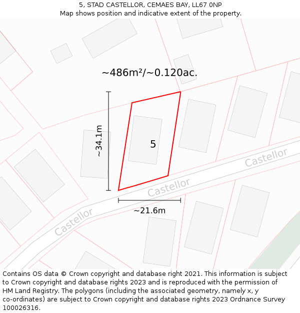 5, STAD CASTELLOR, CEMAES BAY, LL67 0NP: Plot and title map