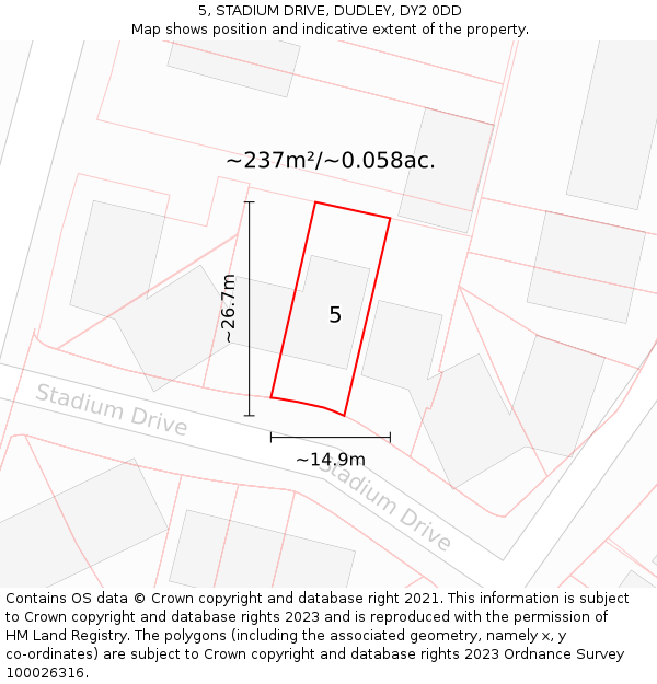 5, STADIUM DRIVE, DUDLEY, DY2 0DD: Plot and title map