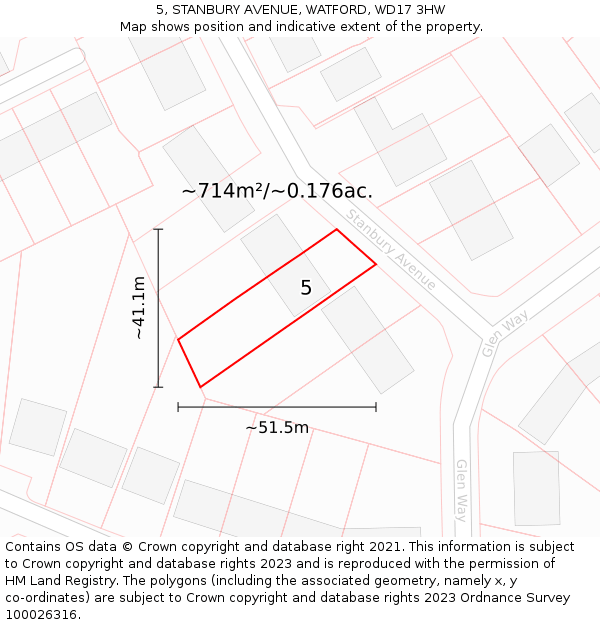 5, STANBURY AVENUE, WATFORD, WD17 3HW: Plot and title map