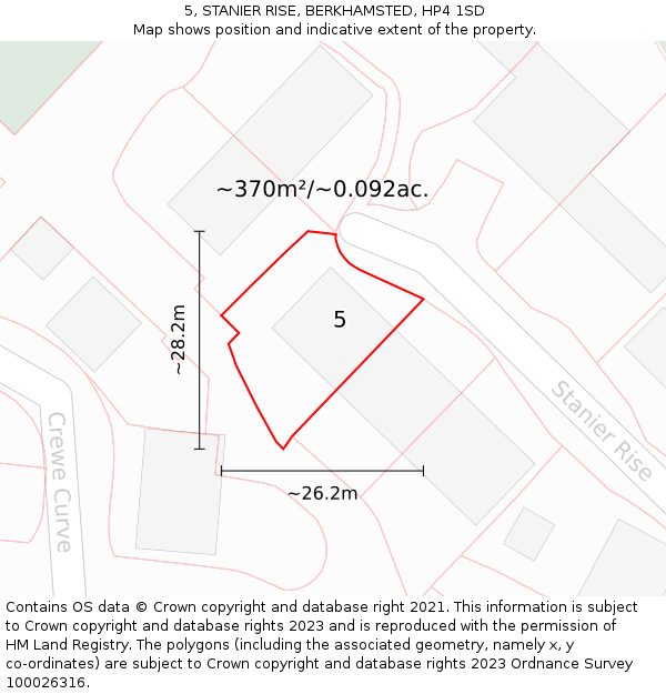 5, STANIER RISE, BERKHAMSTED, HP4 1SD: Plot and title map