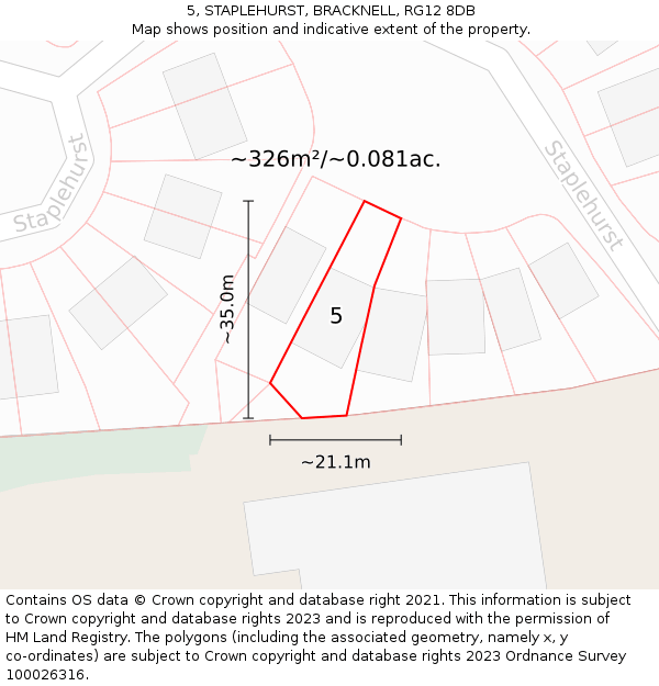 5, STAPLEHURST, BRACKNELL, RG12 8DB: Plot and title map