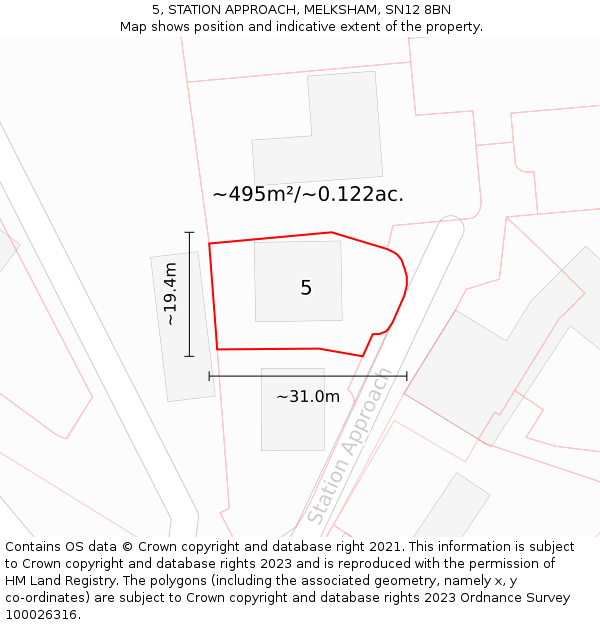 5, STATION APPROACH, MELKSHAM, SN12 8BN: Plot and title map