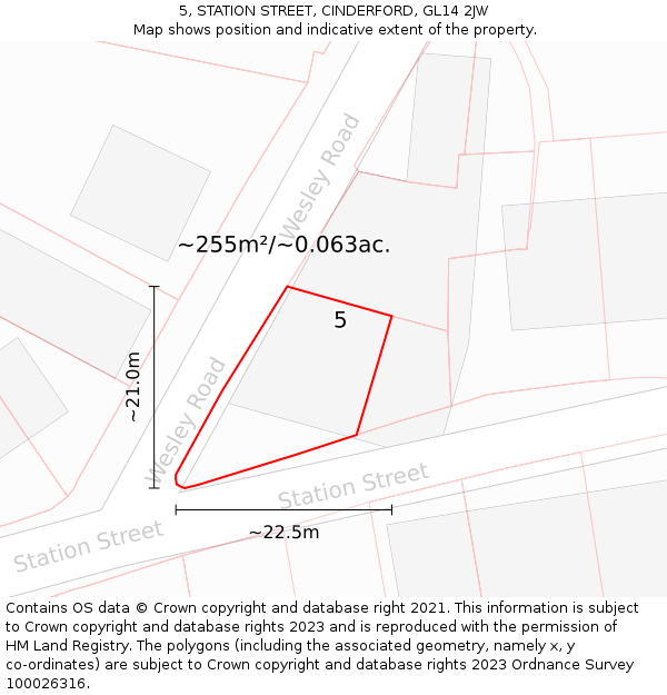 5, STATION STREET, CINDERFORD, GL14 2JW: Plot and title map