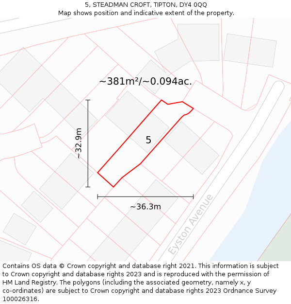 5, STEADMAN CROFT, TIPTON, DY4 0QQ: Plot and title map