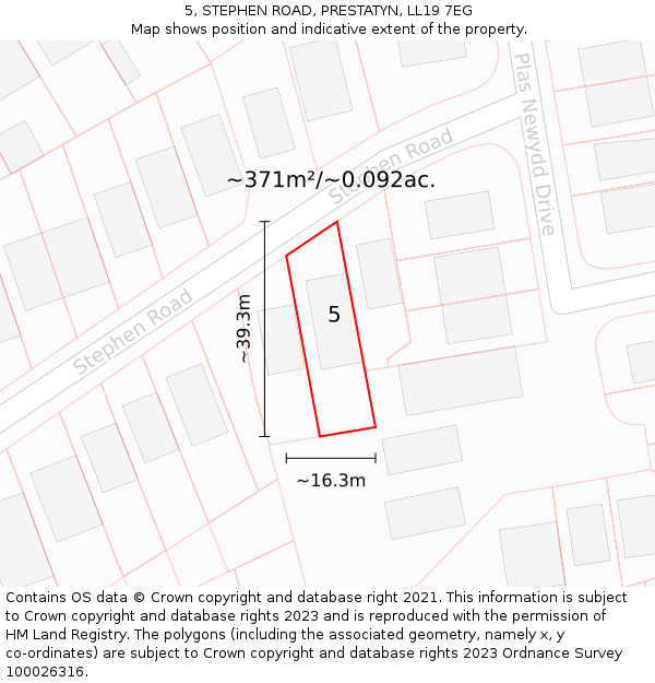 5, STEPHEN ROAD, PRESTATYN, LL19 7EG: Plot and title map