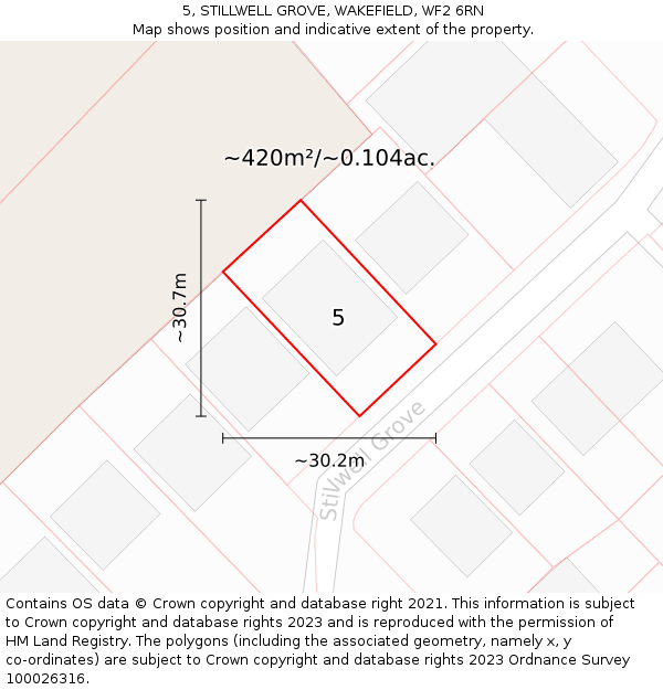 5, STILLWELL GROVE, WAKEFIELD, WF2 6RN: Plot and title map