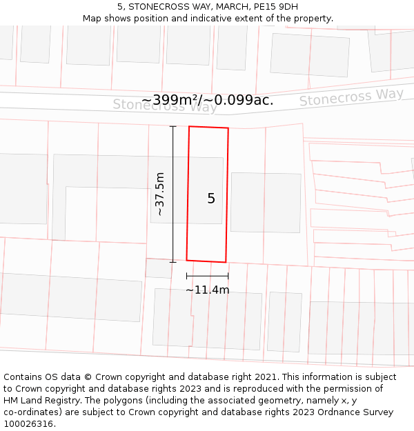 5, STONECROSS WAY, MARCH, PE15 9DH: Plot and title map