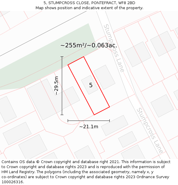 5, STUMPCROSS CLOSE, PONTEFRACT, WF8 2BD: Plot and title map