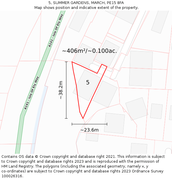 5, SUMMER GARDENS, MARCH, PE15 8FA: Plot and title map