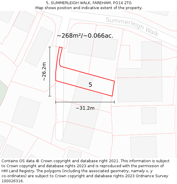 5, SUMMERLEIGH WALK, FAREHAM, PO14 2TG: Plot and title map