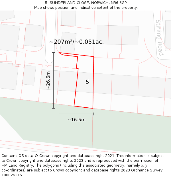 5, SUNDERLAND CLOSE, NORWICH, NR6 6GP: Plot and title map