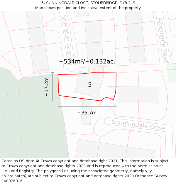 5, SUNNINGDALE CLOSE, STOURBRIDGE, DY8 2LS: Plot and title map