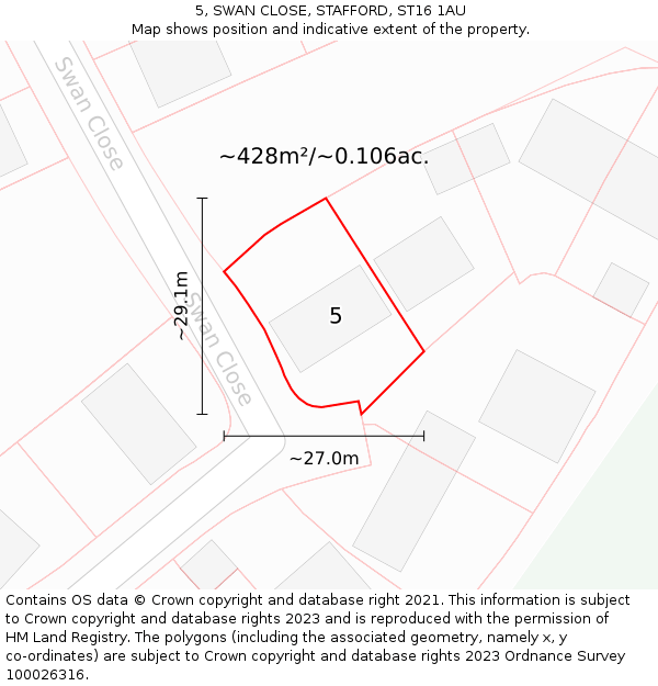 5, SWAN CLOSE, STAFFORD, ST16 1AU: Plot and title map