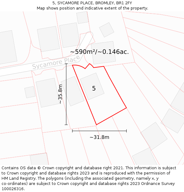 5, SYCAMORE PLACE, BROMLEY, BR1 2FY: Plot and title map