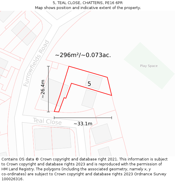 5, TEAL CLOSE, CHATTERIS, PE16 6PR: Plot and title map