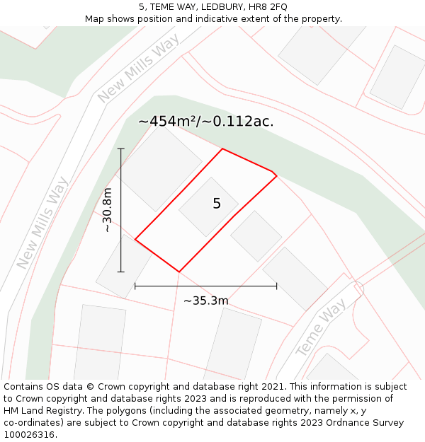 5, TEME WAY, LEDBURY, HR8 2FQ: Plot and title map