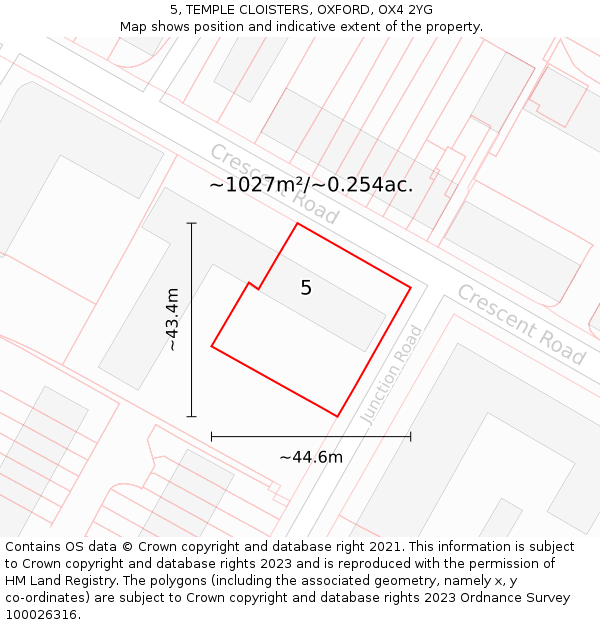 5, TEMPLE CLOISTERS, OXFORD, OX4 2YG: Plot and title map