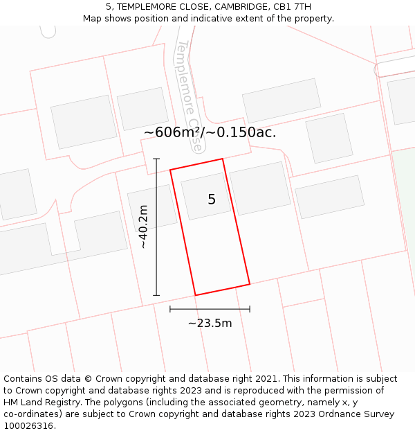 5, TEMPLEMORE CLOSE, CAMBRIDGE, CB1 7TH: Plot and title map