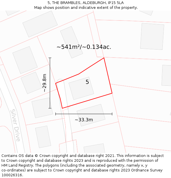 5, THE BRAMBLES, ALDEBURGH, IP15 5LA: Plot and title map