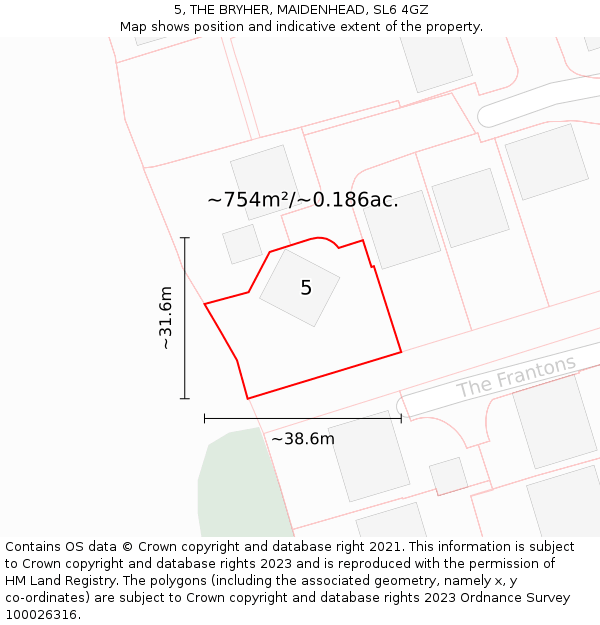 5, THE BRYHER, MAIDENHEAD, SL6 4GZ: Plot and title map