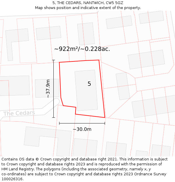 5, THE CEDARS, NANTWICH, CW5 5GZ: Plot and title map