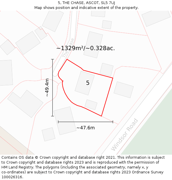 5, THE CHASE, ASCOT, SL5 7UJ: Plot and title map