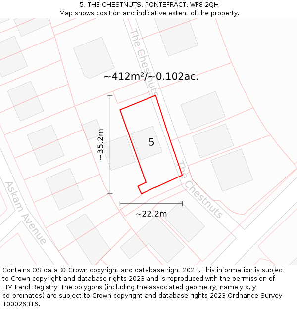 5, THE CHESTNUTS, PONTEFRACT, WF8 2QH: Plot and title map