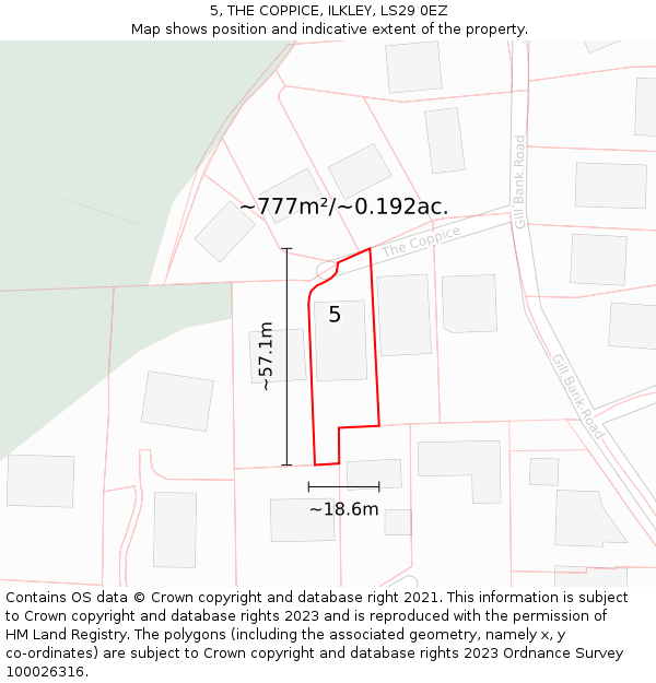 5, THE COPPICE, ILKLEY, LS29 0EZ: Plot and title map