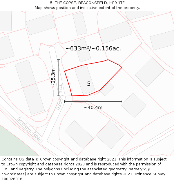 5, THE COPSE, BEACONSFIELD, HP9 1TE: Plot and title map