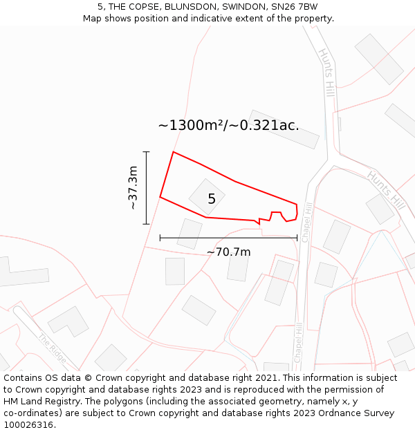 5, THE COPSE, BLUNSDON, SWINDON, SN26 7BW: Plot and title map