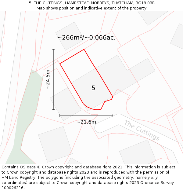 5, THE CUTTINGS, HAMPSTEAD NORREYS, THATCHAM, RG18 0RR: Plot and title map