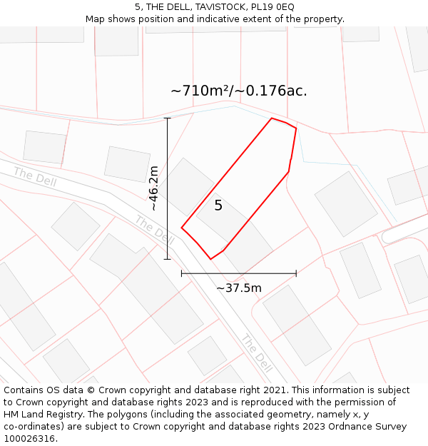 5, THE DELL, TAVISTOCK, PL19 0EQ: Plot and title map