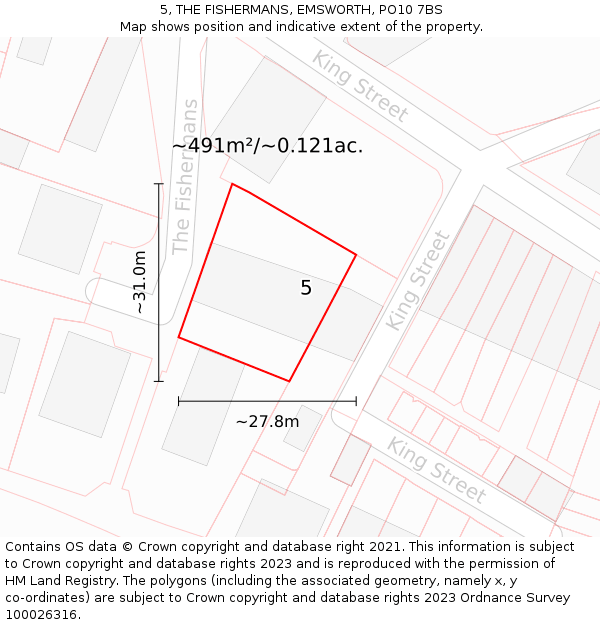 5, THE FISHERMANS, EMSWORTH, PO10 7BS: Plot and title map