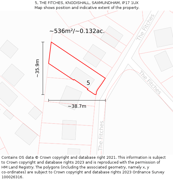 5, THE FITCHES, KNODISHALL, SAXMUNDHAM, IP17 1UX: Plot and title map