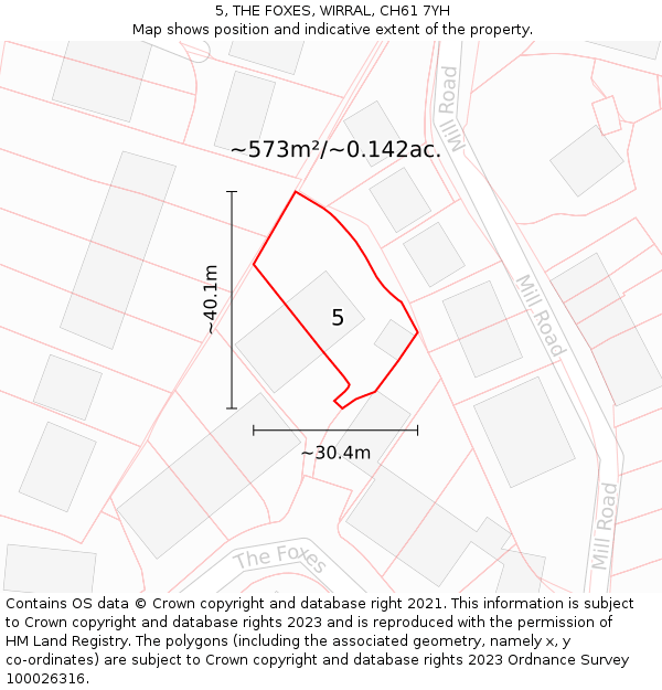 5, THE FOXES, WIRRAL, CH61 7YH: Plot and title map