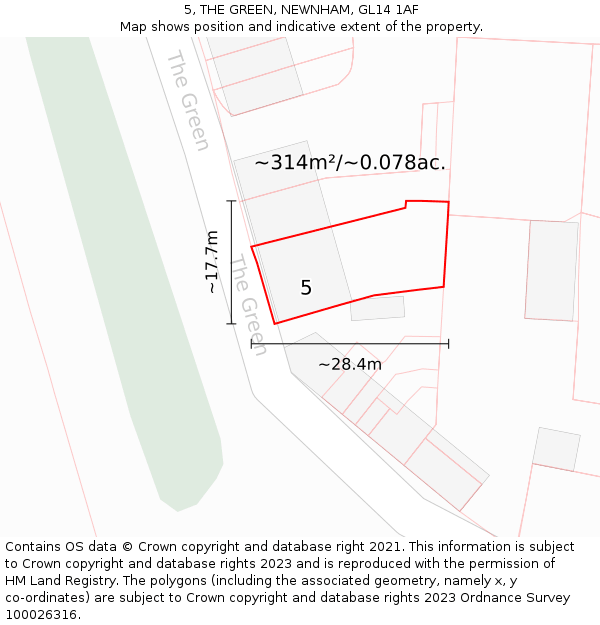 5, THE GREEN, NEWNHAM, GL14 1AF: Plot and title map