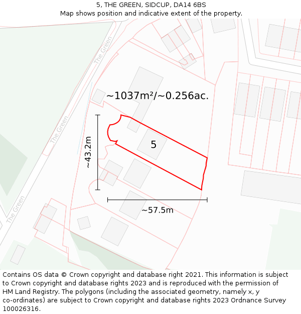 5, THE GREEN, SIDCUP, DA14 6BS: Plot and title map