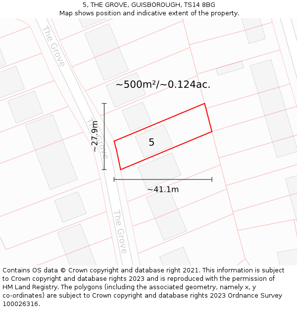 5, THE GROVE, GUISBOROUGH, TS14 8BG: Plot and title map