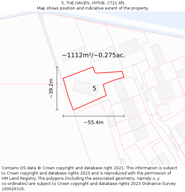 5, THE HAVEN, HYTHE, CT21 4PJ: Plot and title map