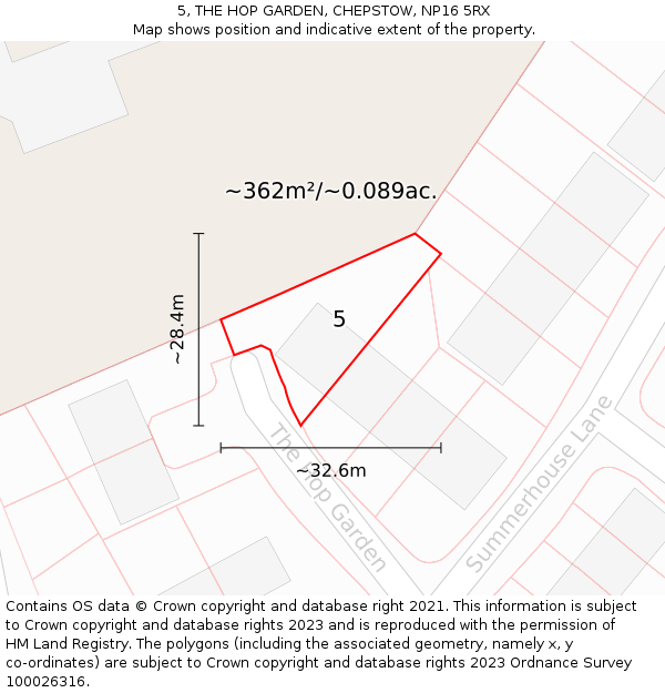 5, THE HOP GARDEN, CHEPSTOW, NP16 5RX: Plot and title map