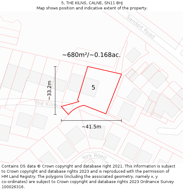 5, THE KILNS, CALNE, SN11 8HJ: Plot and title map