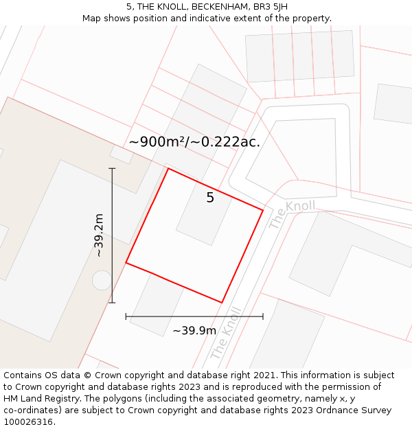 5, THE KNOLL, BECKENHAM, BR3 5JH: Plot and title map