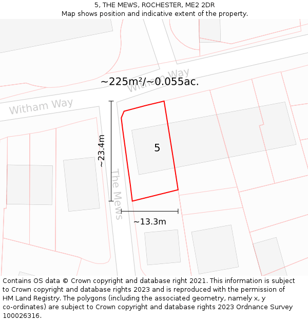 5, THE MEWS, ROCHESTER, ME2 2DR: Plot and title map